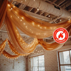 5ftx32ft Terracotta (Rust) Chiffon Curtain Panel, Durable Flame Resistant Backdrop Ceiling Drapery With Rod Pocket - Bell Racket Store