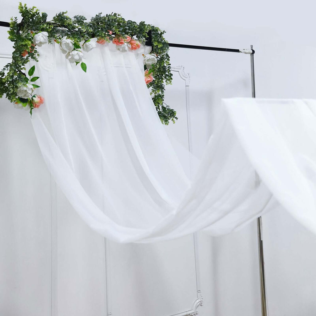 5ftx32ft White Chiffon Curtain Panel, Durable Flame Resistant Backdrop Ceiling Drapery With Rod Pocket - Bell Racket Store