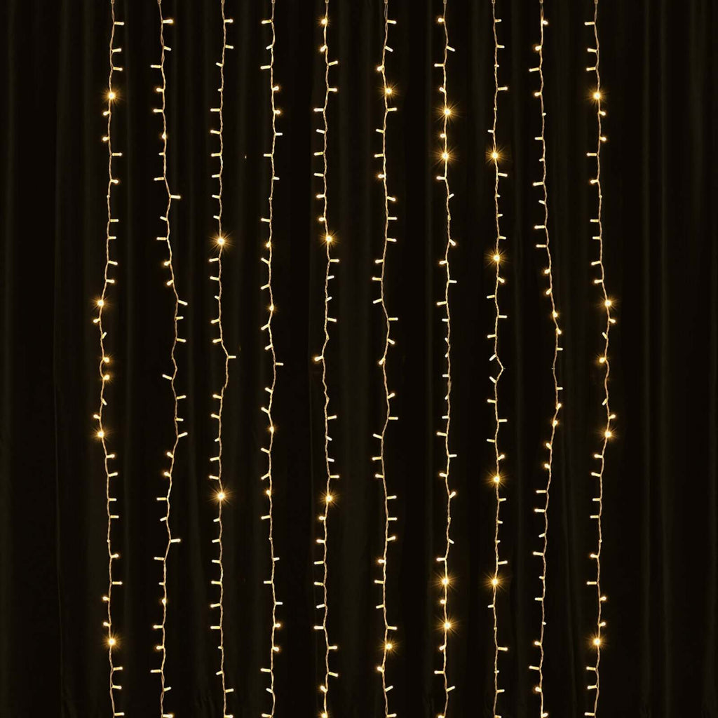 5ftx8ft Warm White 192 LED Icicle Curtain Fairy String Lights with 8 Modes - Bell Racket Store