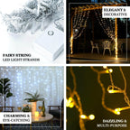 5ftx8ft Warm White 192 LED Icicle Curtain Fairy String Lights with 8 Modes - Bell Racket Store