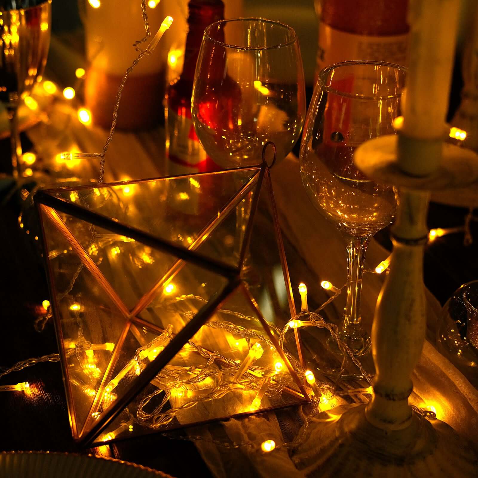 5ftx8ft Warm White 192 LED Icicle Curtain Fairy String Lights with 8 Modes - Bell Racket Store