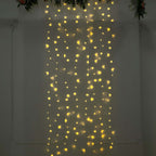 5ftx8ft Warm White 192 LED Icicle Curtain Fairy String Lights with 8 Modes - Bell Racket Store