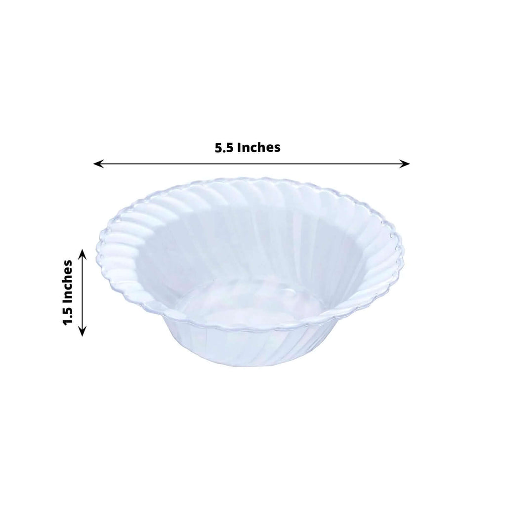 10-Pack Hard Plastic Fruit Bowls Clear Flared Design - Durable Disposable Bowls for Desserts 5oz