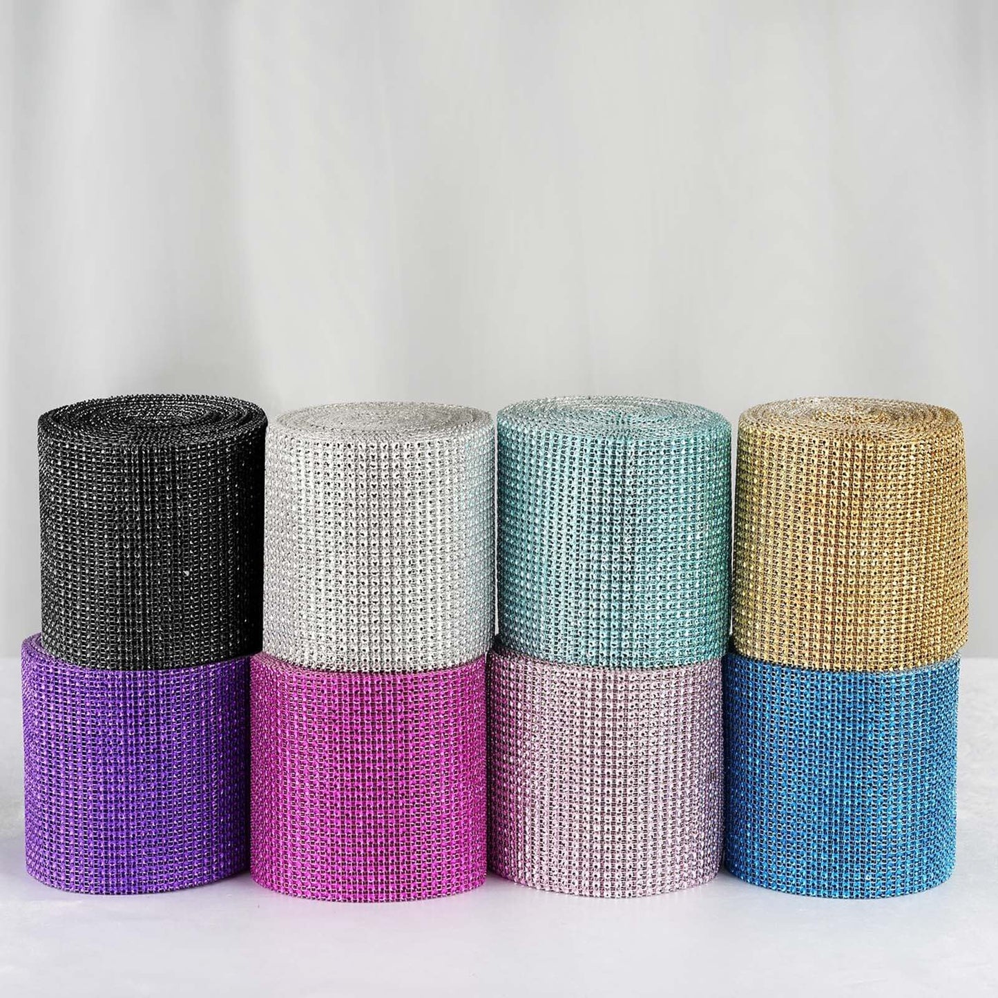 5"x10 Yards Shiny Gold Diamond Rhinestone Ribbon Wrap Roll, DIY Craft Decor - NestOCart