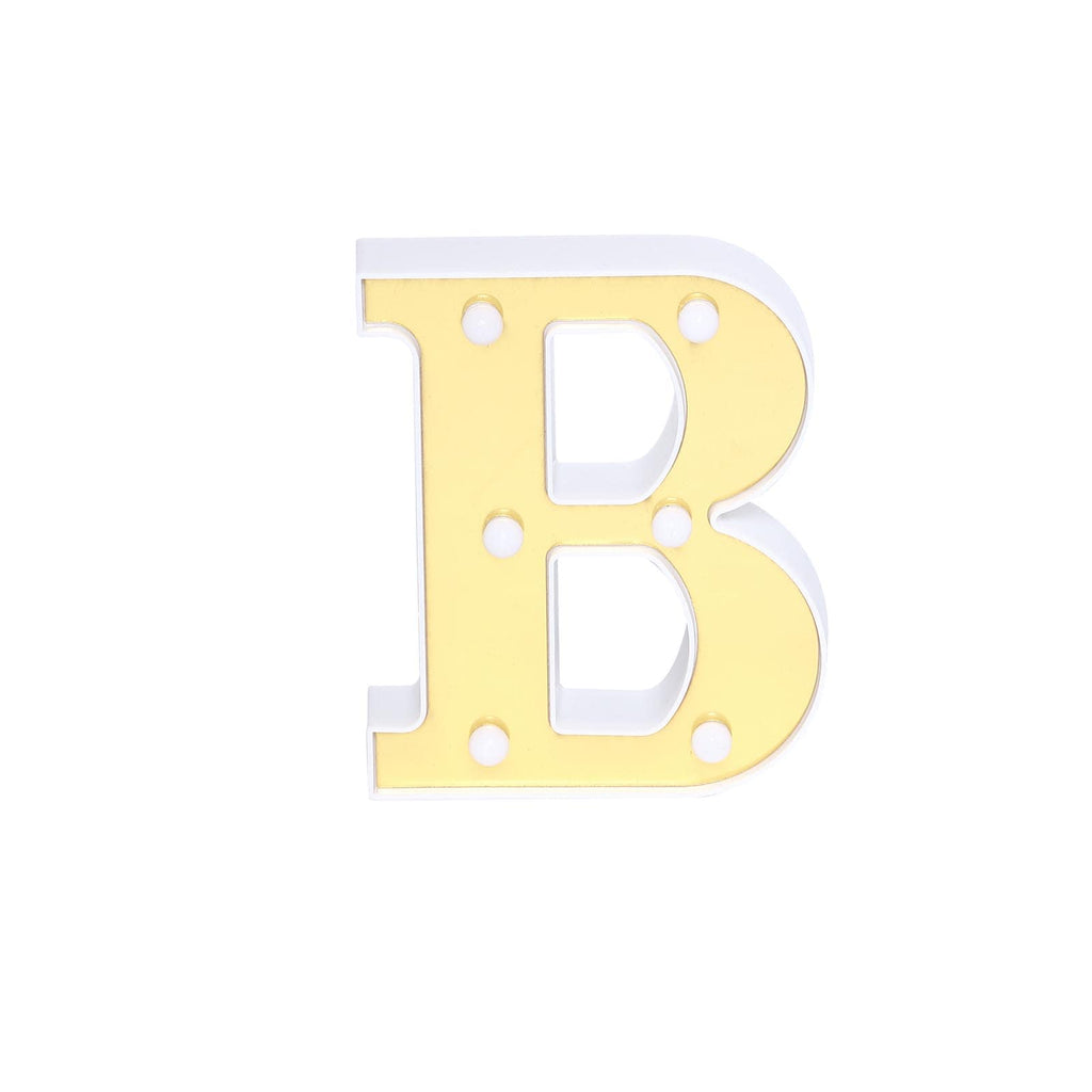 3D Marquee Letter "B" Warm White 6 LED Lights Gold - Chic Light-Up Decor for Events 6"