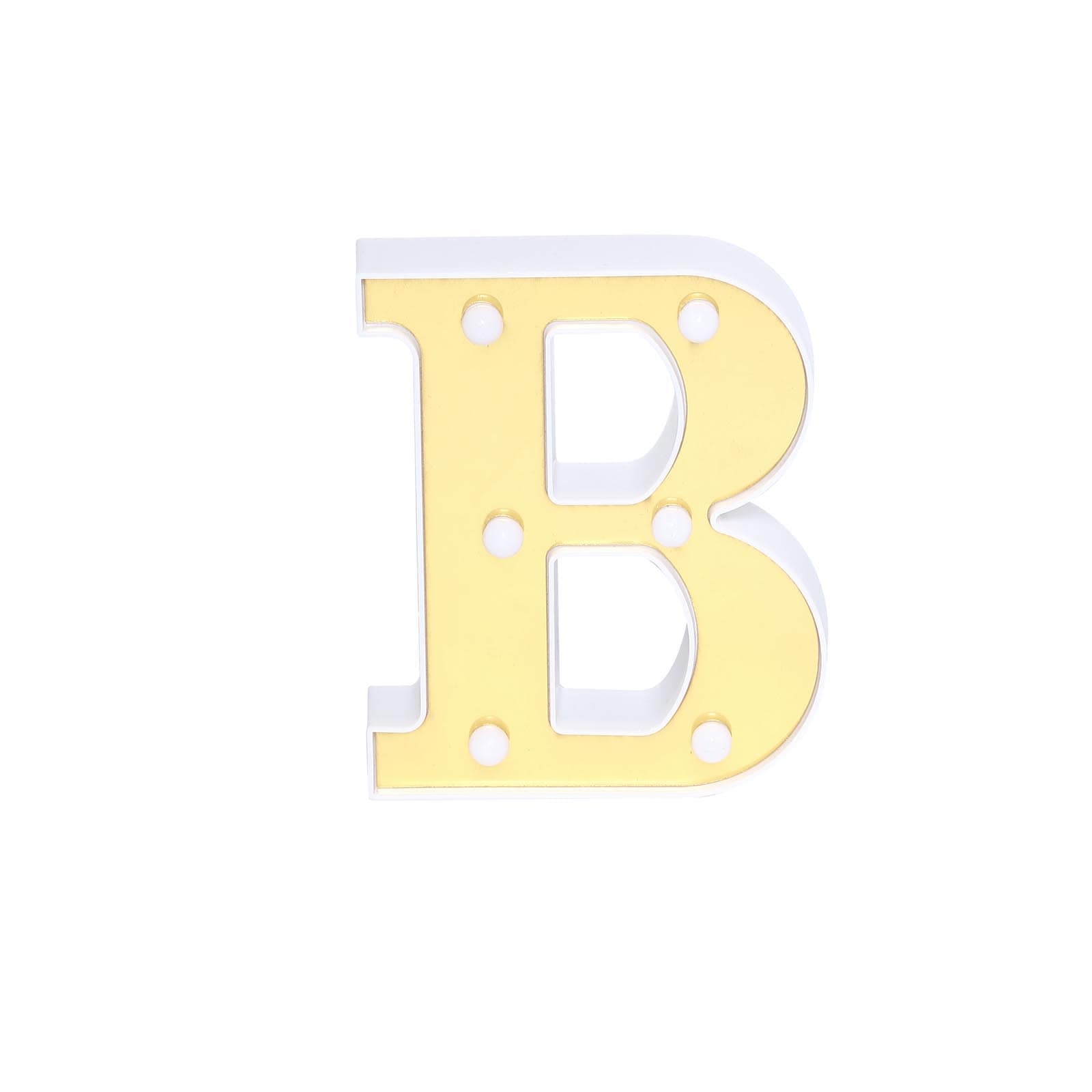 3D Marquee Letter "B" Warm White 6 LED Lights Gold - Chic Light-Up Decor for Events 6"