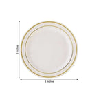 10-Pack Plastic Dessert Plates Ivory with TrÃ¨s Chic Gold Rim - Disposable Appetizer Plates for Parties 6"