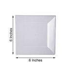 10-Pack Dessert Plates Square Design with Wide Rim Glossy Clear - Plastic Disposable Plates for Events 6"