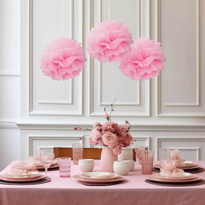 6 Pack 10" Pink Tissue Paper Pom Poms Flower Balls, Ceiling Wall Hanging Decorations - NestOCart