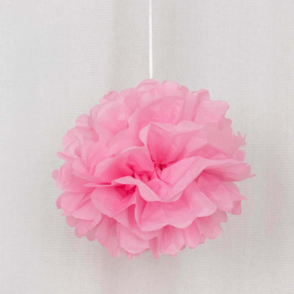 6 Pack 10" Pink Tissue Paper Pom Poms Flower Balls, Ceiling Wall Hanging Decorations - NestOCart