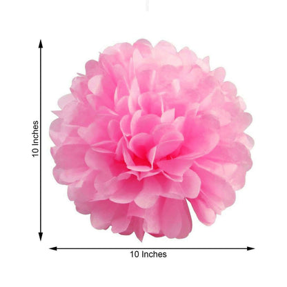 6 Pack 10" Pink Tissue Paper Pom Poms Flower Balls, Ceiling Wall Hanging Decorations - NestOCart