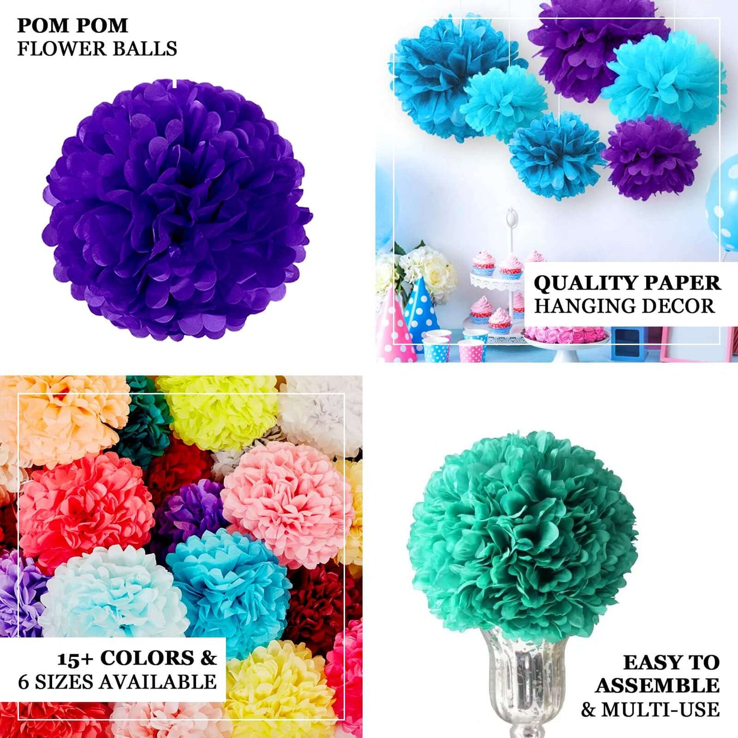 6 Pack 10" Pink Tissue Paper Pom Poms Flower Balls, Ceiling Wall Hanging Decorations - NestOCart