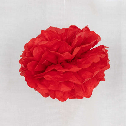 6 Pack 10" Red Tissue Paper Pom Poms Flower Balls, Ceiling Wall Hanging Decorations - NestOCart
