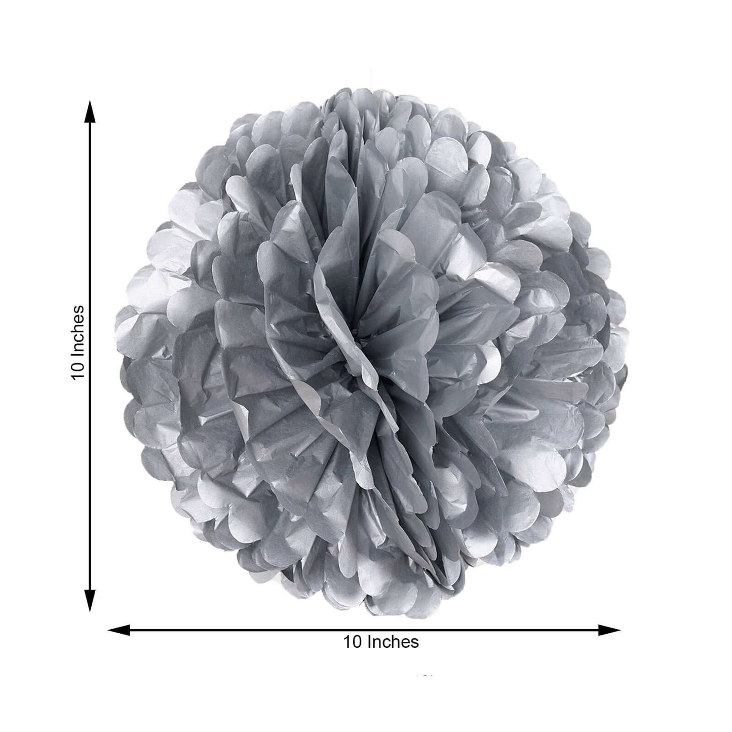 6 Pack 10" Silver Tissue Paper Pom Poms Flower Balls, Ceiling Wall Hanging Decorations - NestOCart