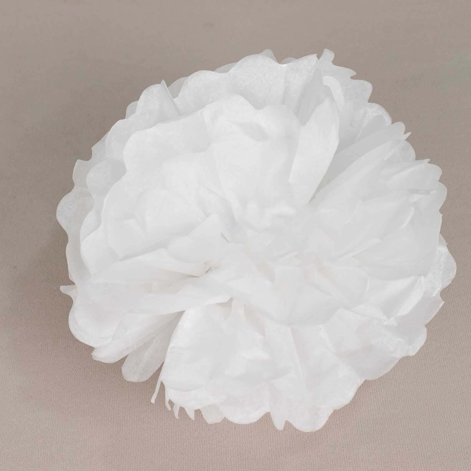 6 Pack 10" White Tissue Paper Pom Poms Flower Balls, Ceiling Wall Hanging Decorations - NestOCart