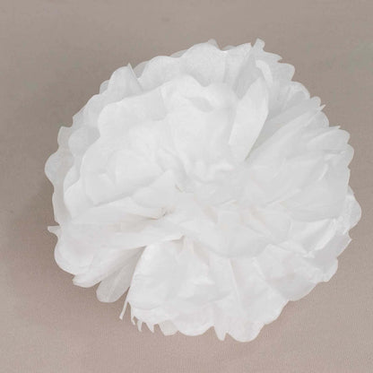 6 Pack 10" White Tissue Paper Pom Poms Flower Balls, Ceiling Wall Hanging Decorations - NestOCart