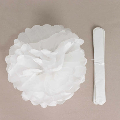 6 Pack 10" White Tissue Paper Pom Poms Flower Balls, Ceiling Wall Hanging Decorations - NestOCart