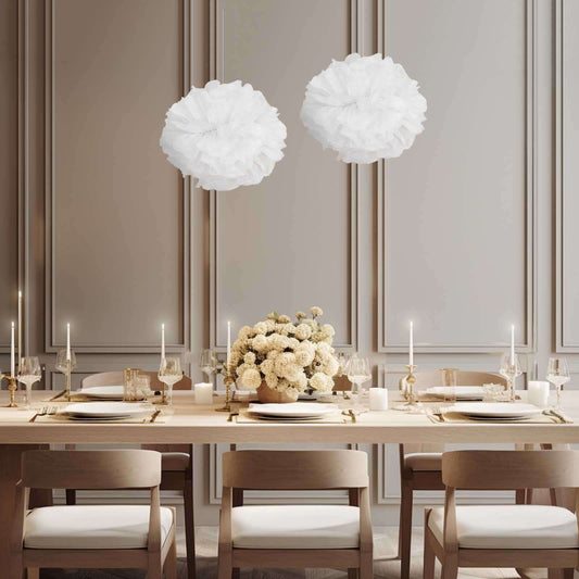 6 Pack 12" White Tissue Paper Pom Poms Flower Balls, Ceiling Wall Hanging Decorations - NestOCart