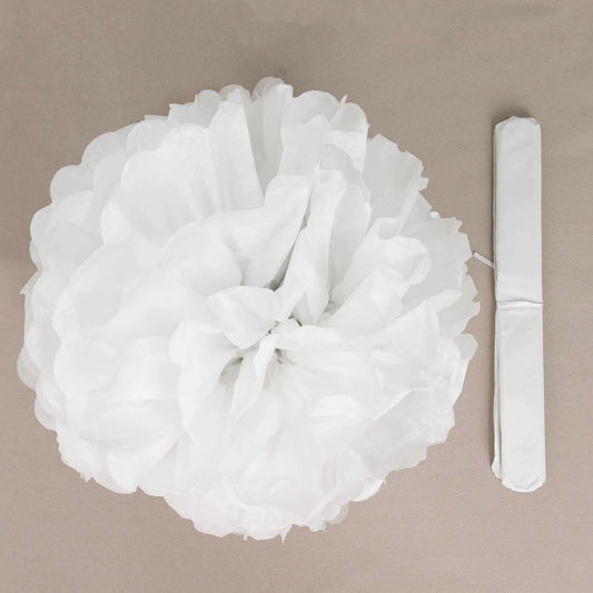 6 Pack 12" White Tissue Paper Pom Poms Flower Balls, Ceiling Wall Hanging Decorations - NestOCart