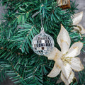 6 Pack 2" Silver Foam Disco Mirror Ball With Hanging Strings, Holiday Christmas Ornaments