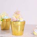 6 Pack 3" Gold Plastic Party Favor Bucket - Containers, Mini Succulent Nursery Planters, Flower Pot Crafts - Bell Racket Store