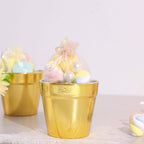 6 Pack 3" Gold Plastic Party Favor Bucket - Containers, Mini Succulent Nursery Planters, Flower Pot Crafts - Bell Racket Store
