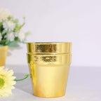 6 Pack 3" Gold Plastic Party Favor Bucket - Containers, Mini Succulent Nursery Planters, Flower Pot Crafts - Bell Racket Store