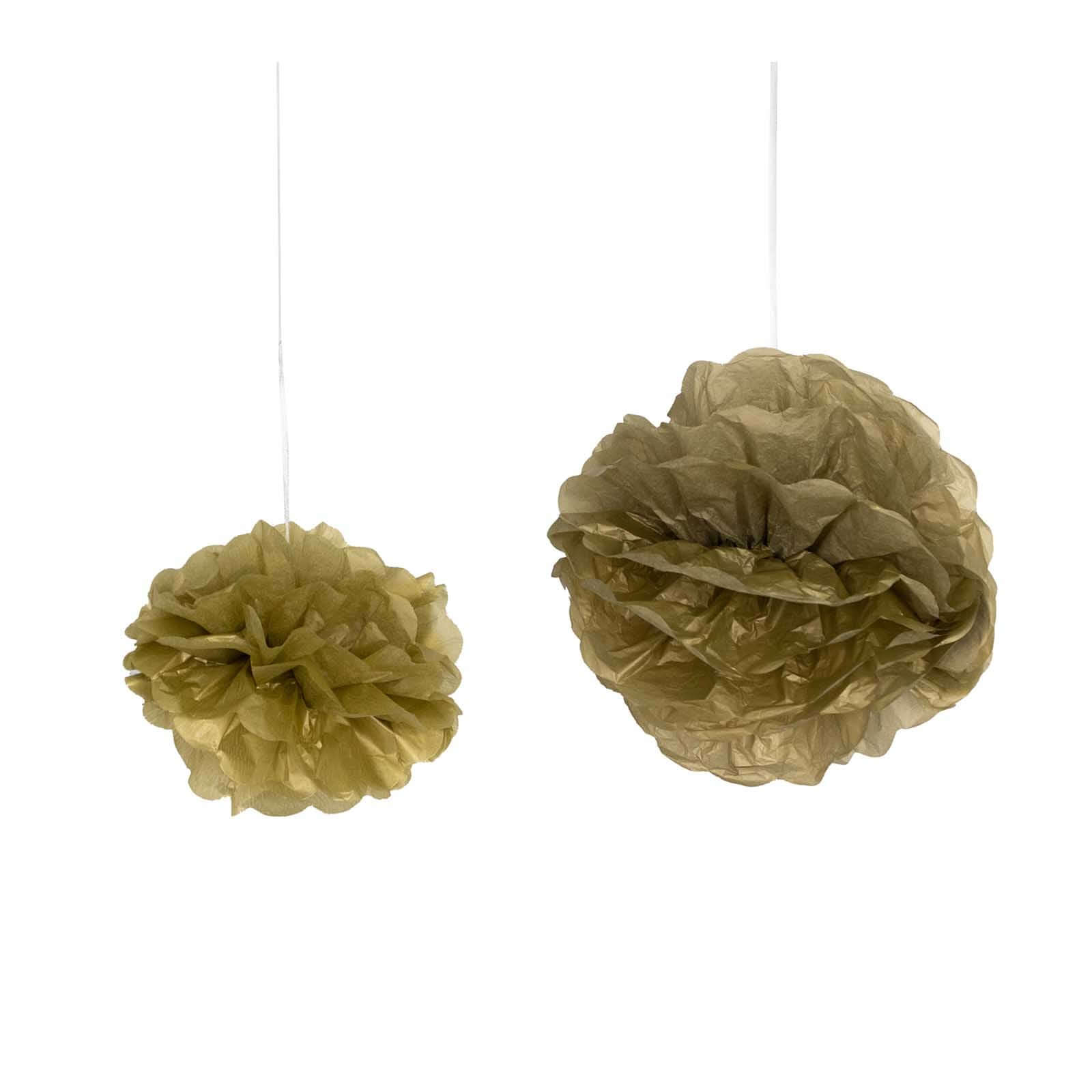 6 Pack 6" Gold Tissue Paper Pom Poms Flower Balls, Ceiling Wall Hanging Decorations - NestOCart