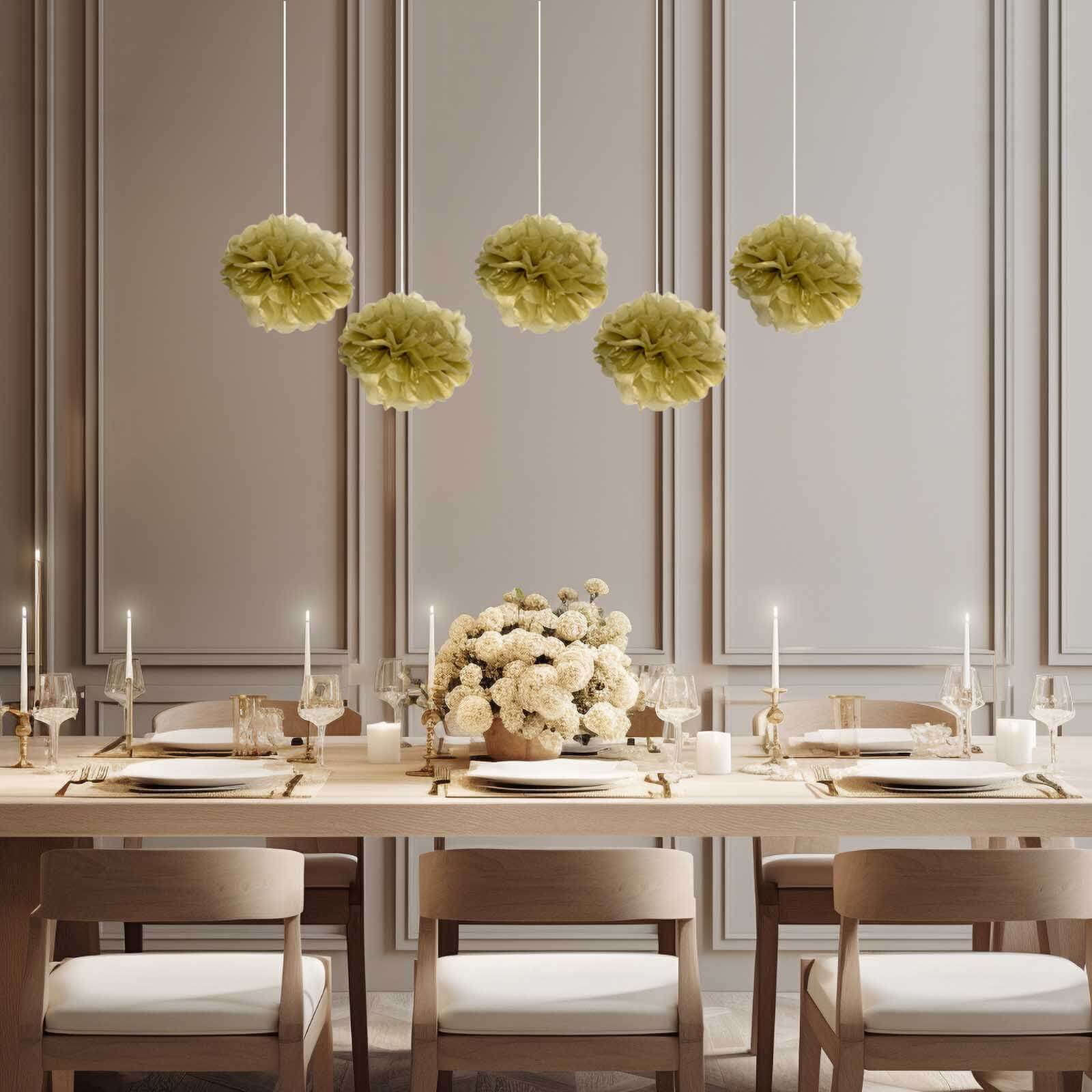 6 Pack 6" Gold Tissue Paper Pom Poms Flower Balls, Ceiling Wall Hanging Decorations - NestOCart