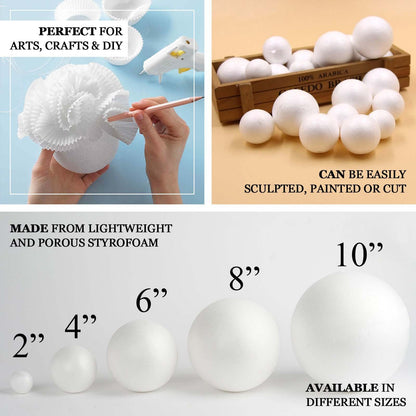 6 Pack 6â€ White StyroFoam Foam Balls For Arts, Crafts and DIY - NestOCart