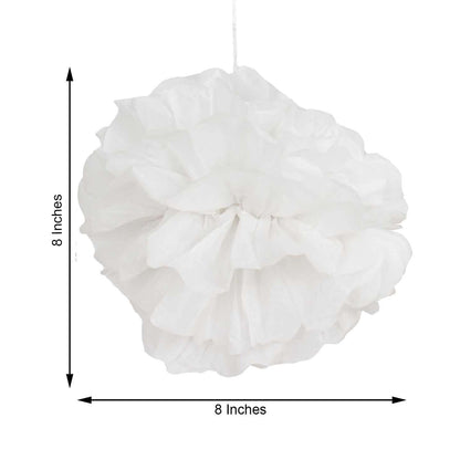 6 Pack 8" White Tissue Paper Pom Poms Flower Balls, Ceiling Wall Hanging Decorations - NestOCart