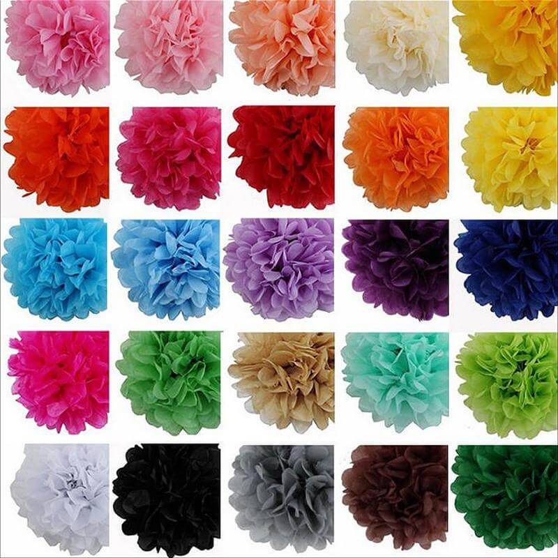 6 Pack 8" White Tissue Paper Pom Poms Flower Balls, Ceiling Wall Hanging Decorations - NestOCart