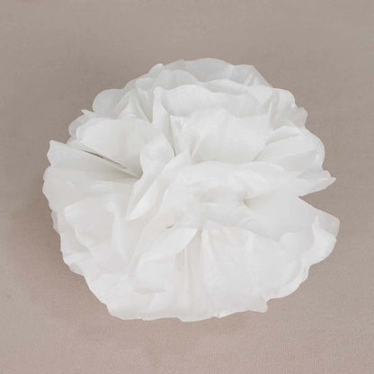 6 Pack 8" White Tissue Paper Pom Poms Flower Balls, Ceiling Wall Hanging Decorations - NestOCart