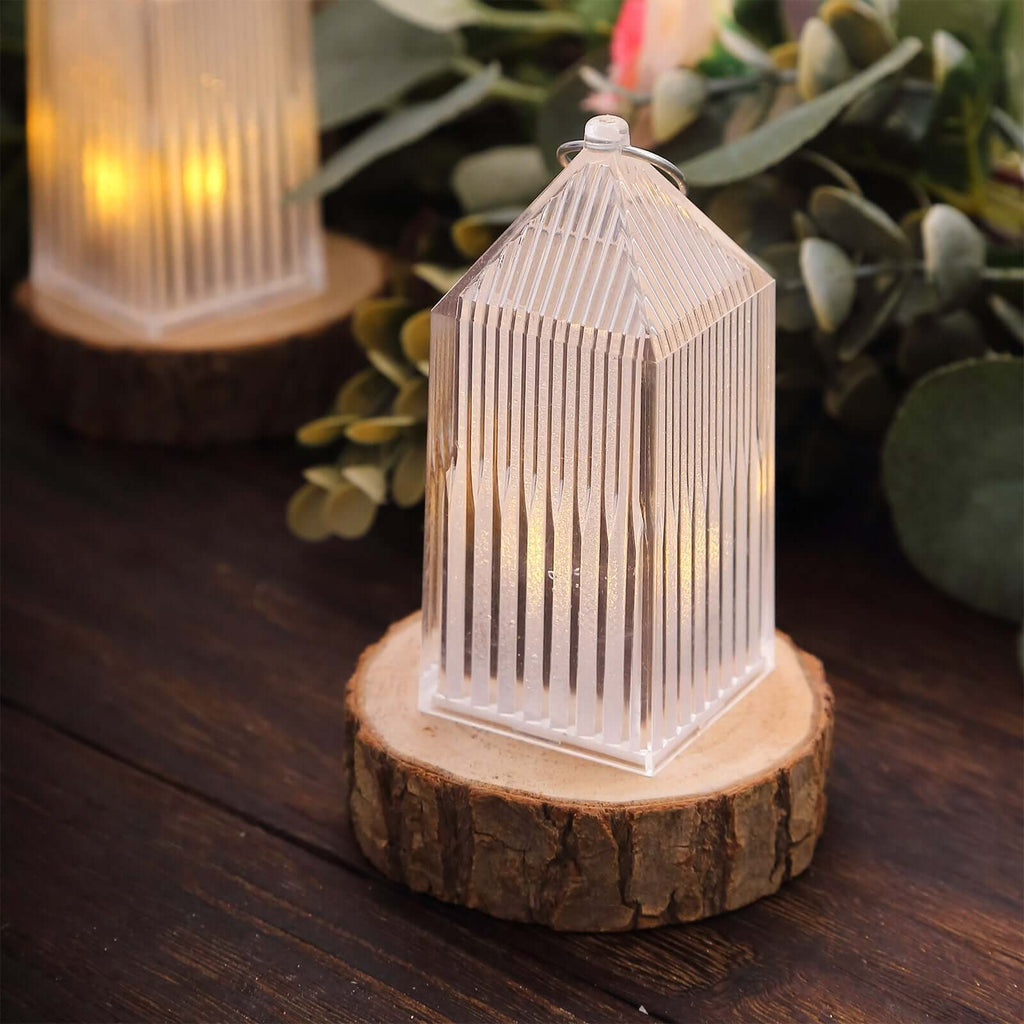 6 - Pack Acrylic LED Lanterns Hanging Warm White Design - Decorative Dimmable Battery Operated Centerpiece 3.5" - Bell Racket Store