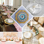 6 - Pack Acrylic Plastic Hexagon Charger Plates 13" in Clear with Gold Baroque Scalloped Rim, Exquisite Dinner Serving Plates - Bell Racket Store