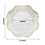 6 - Pack Acrylic Plastic Hexagon Charger Plates 13" in Clear with Gold Baroque Scalloped Rim, Exquisite Dinner Serving Plates - Bell Racket Store