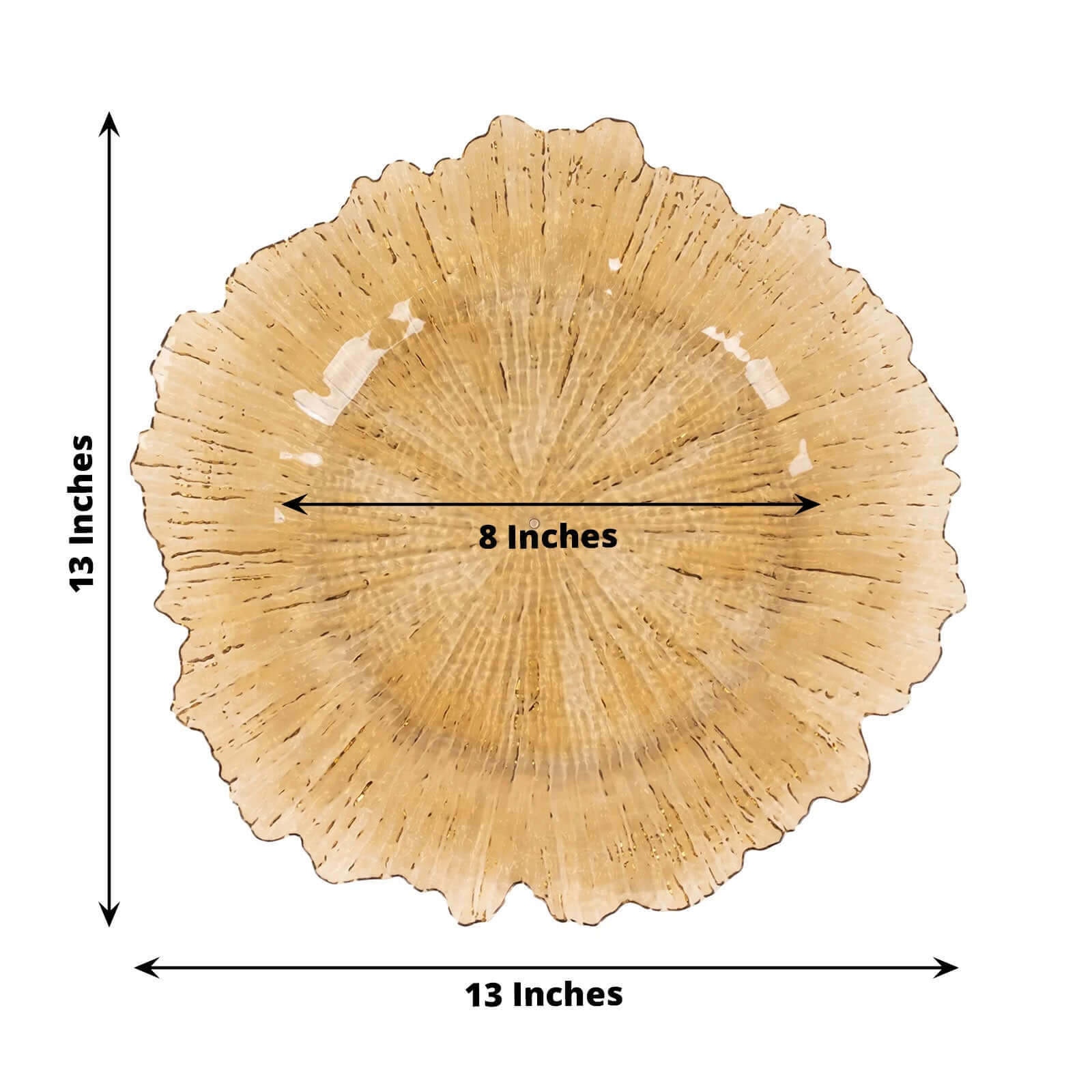 6 - Pack Acrylic Plastic Round Charger Plates 13" in Amber Gold with Reef Design, Dinner Charger Tableware - Bell Racket Store