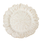 6 - Pack Acrylic Plastic Round Charger Plates 13" in Antique White with Reef Design, Dinner Charger Tableware - Bell Racket Store