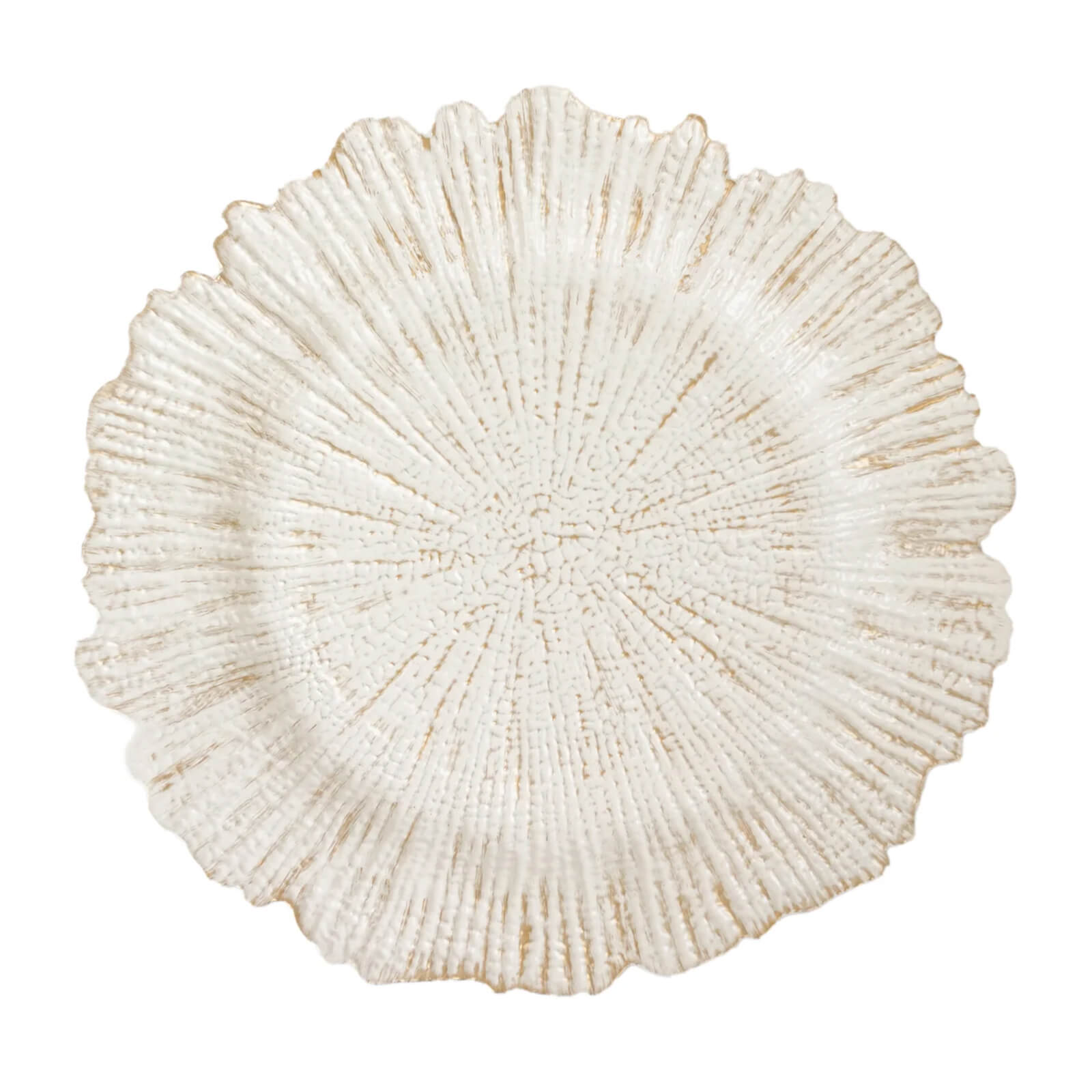 6 - Pack Acrylic Plastic Round Charger Plates 13" in Antique White with Reef Design, Dinner Charger Tableware - Bell Racket Store