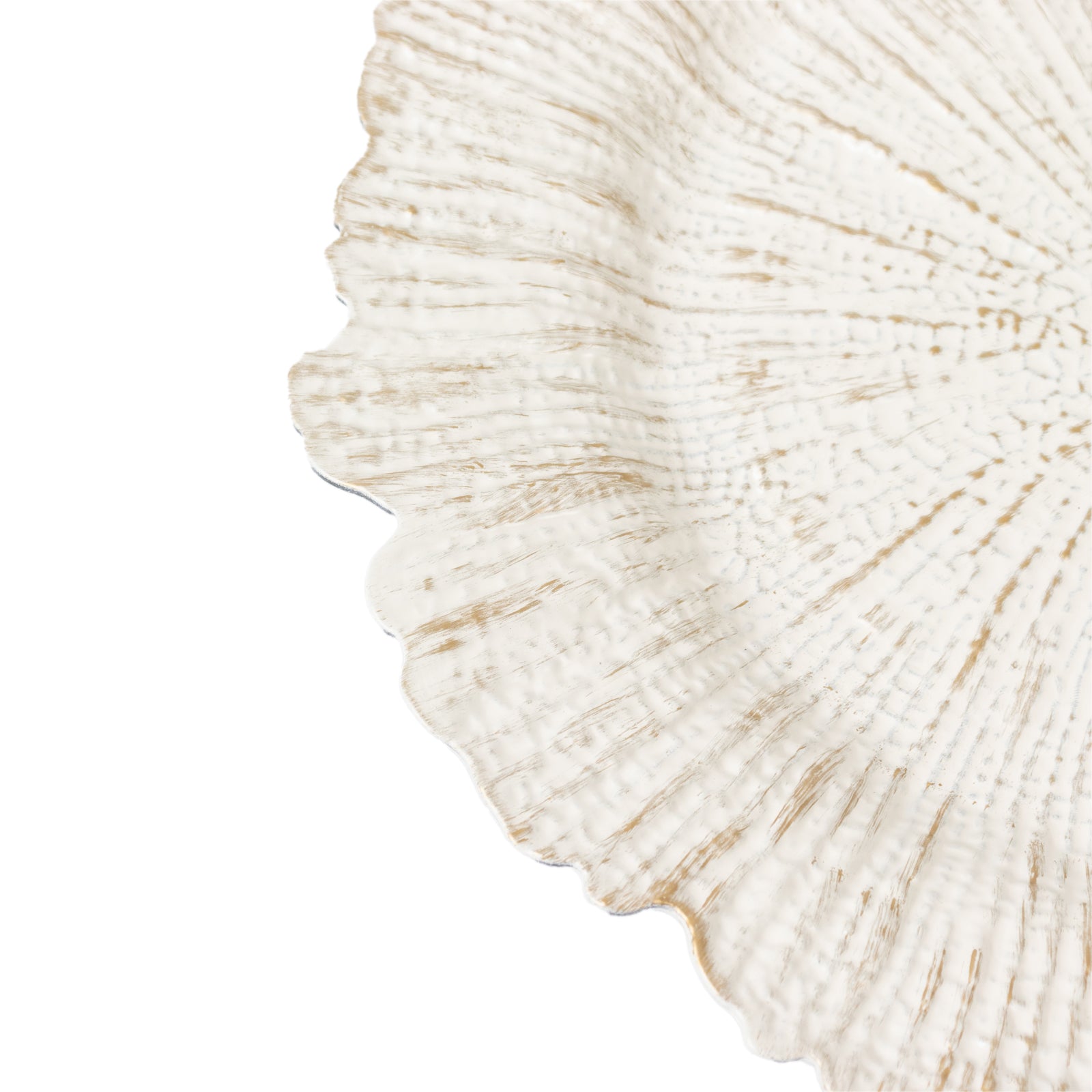 6 - Pack Acrylic Plastic Round Charger Plates 13" in Antique White with Reef Design, Dinner Charger Tableware - Bell Racket Store