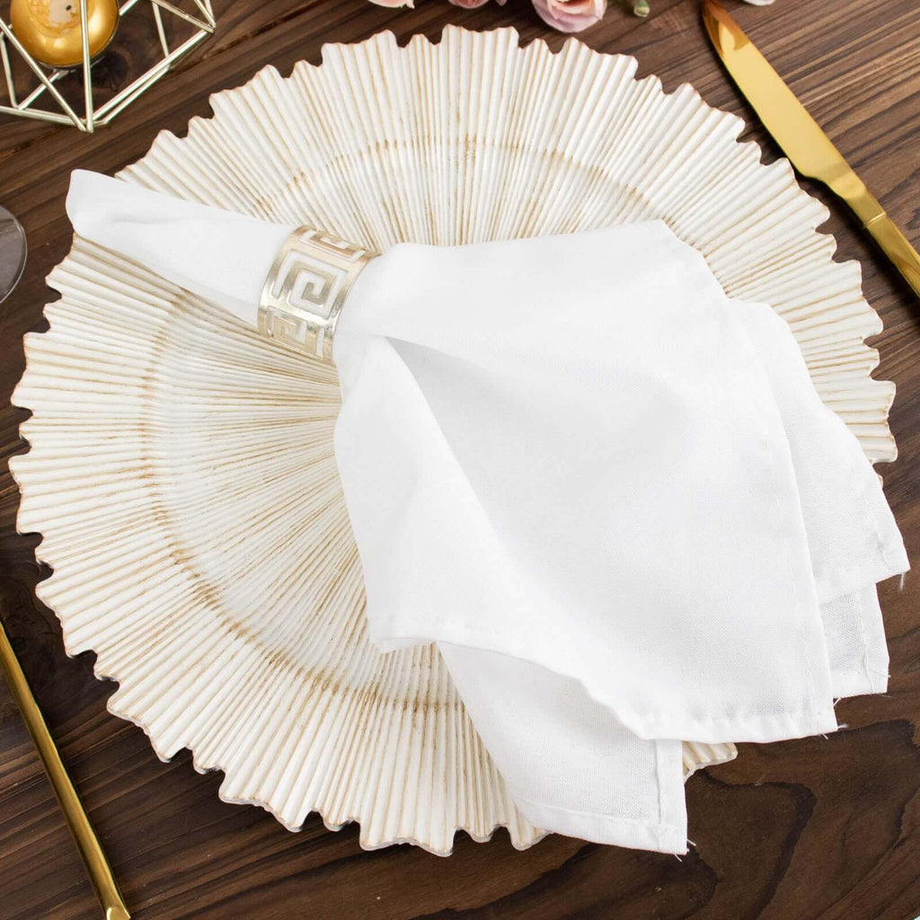 6 - Pack Acrylic Plastic Round Charger Plates 13" in Antique White with Sunray Scalloped Rim, Decorative Dinner Party Charger Tableware - Bell Racket Store