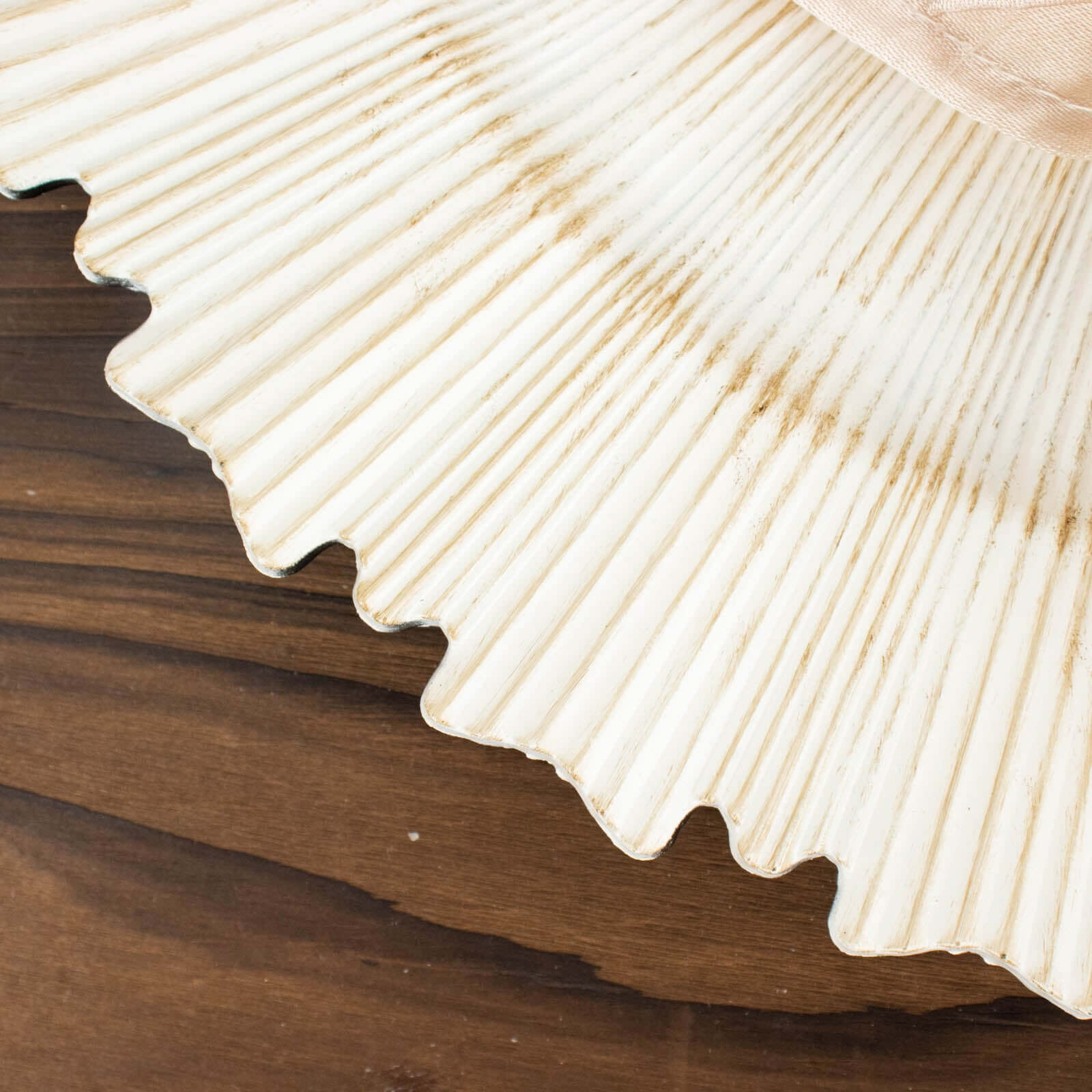 6 - Pack Acrylic Plastic Round Charger Plates 13" in Antique White with Sunray Scalloped Rim, Decorative Dinner Party Charger Tableware - Bell Racket Store