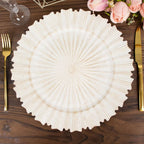 6 - Pack Acrylic Plastic Round Charger Plates 13" in Antique White with Sunray Scalloped Rim, Decorative Dinner Party Charger Tableware - Bell Racket Store