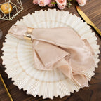 6 - Pack Acrylic Plastic Round Charger Plates 13" in Antique White with Sunray Scalloped Rim, Decorative Dinner Party Charger Tableware - Bell Racket Store