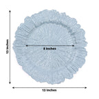 6 - Pack Acrylic Plastic Round Charger Plates 13" in Dusty Blue with Reef Design, Dinner Charger Tableware - Bell Racket Store