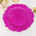 6 - Pack Acrylic Plastic Round Charger Plates 13" in Fuchsia with Reef Design, Dinner Charger Tableware - Bell Racket Store