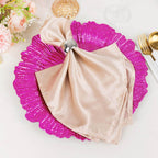 6 - Pack Acrylic Plastic Round Charger Plates 13" in Fuchsia with Reef Design, Dinner Charger Tableware - Bell Racket Store