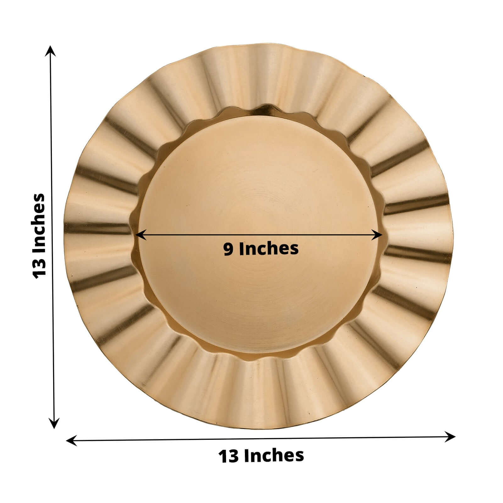 6 - Pack Acrylic Plastic Round Charger Plates 13" in Gold with Wavy Scalloped Rim, Decorative Dinner Party Charger Tableware - Bell Racket Store