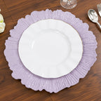 6 - Pack Acrylic Plastic Round Charger Plates 13" in Lavender Lilac with Reef Design, Dinner Charger Tableware - Bell Racket Store