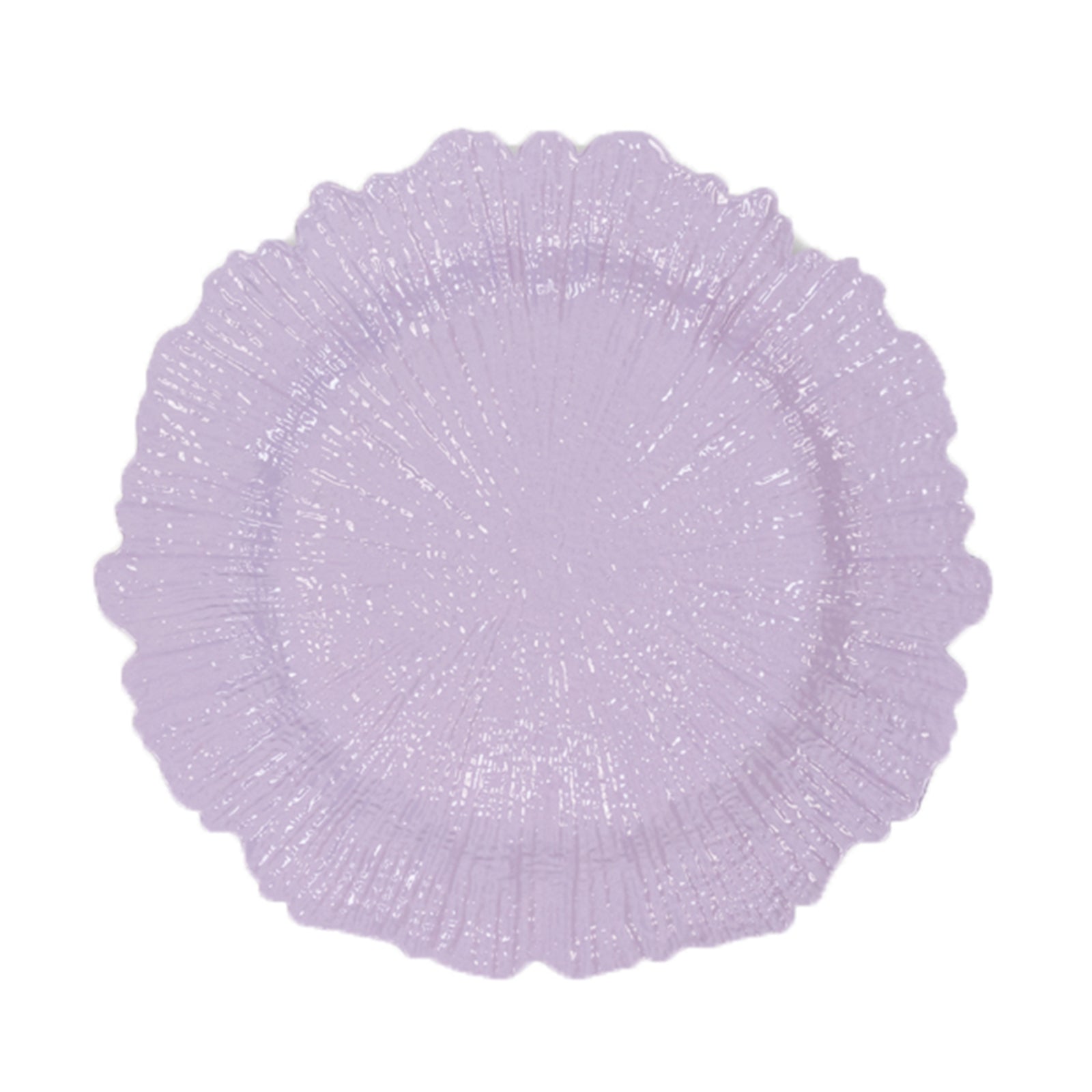 6 - Pack Acrylic Plastic Round Charger Plates 13" in Lavender Lilac with Reef Design, Dinner Charger Tableware - Bell Racket Store